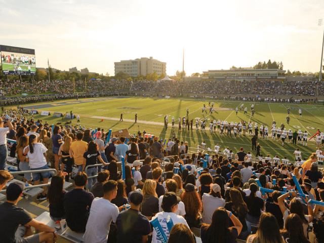 A view of UC Davis Health Stadium during a football game