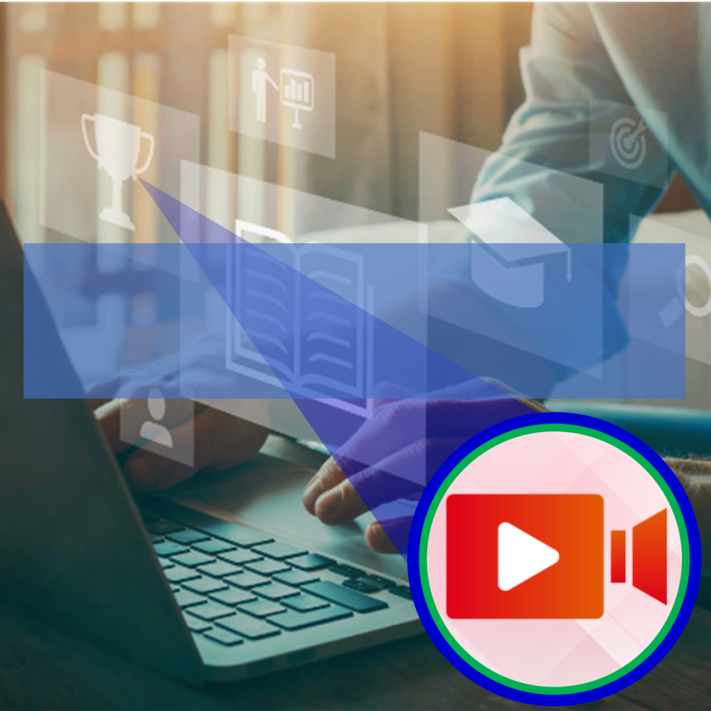 A person on laptop with recording icon.